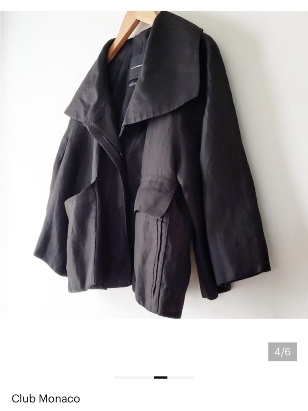 Club Monaco Black Wide-Collar Cropped Blazer size S/P - Picture 3 of 7